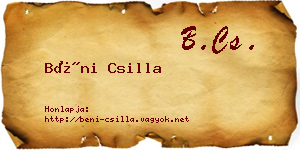 Béni Csilla névjegykártya